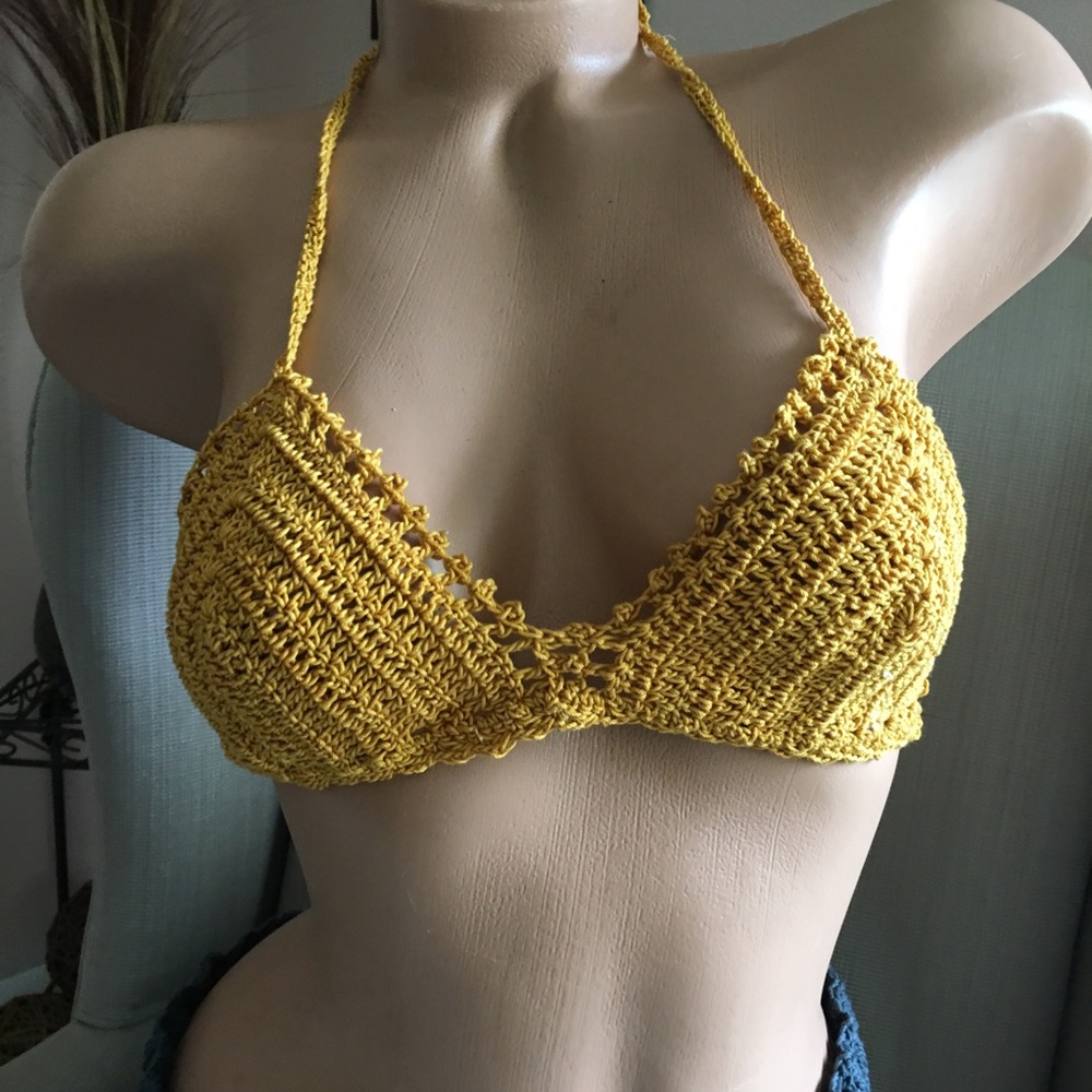 Gold mustard bikini top small - Picture 1 of 8